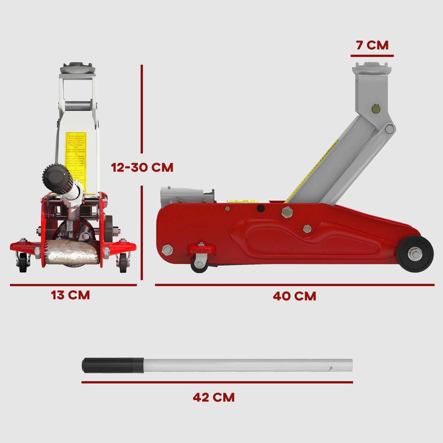 Low Profile Jack, 2 Ton Hydraulic Car Jack for Car Trailer Garage Tyre Repair, Red-2