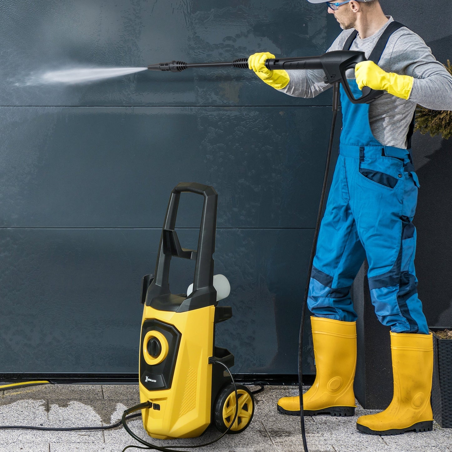 DURHAND 1800W High Pressure Washer, 150 Bar Pressure, 510 L/h Flow, High-Performance Portable Power Washer Jet Wash Cleaner with 6M Hose, Snow Foam Bottle for Garden, Car, Furniture, Yellow-1